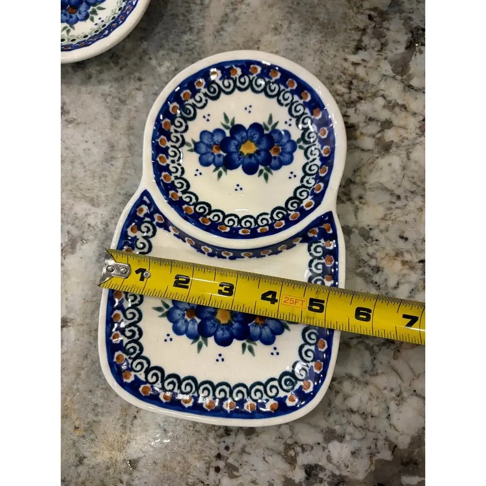 Ceramika Artystyczna Polish UNIKAT Mismatched Coffee Cake Trayof 5 Multi Pattern